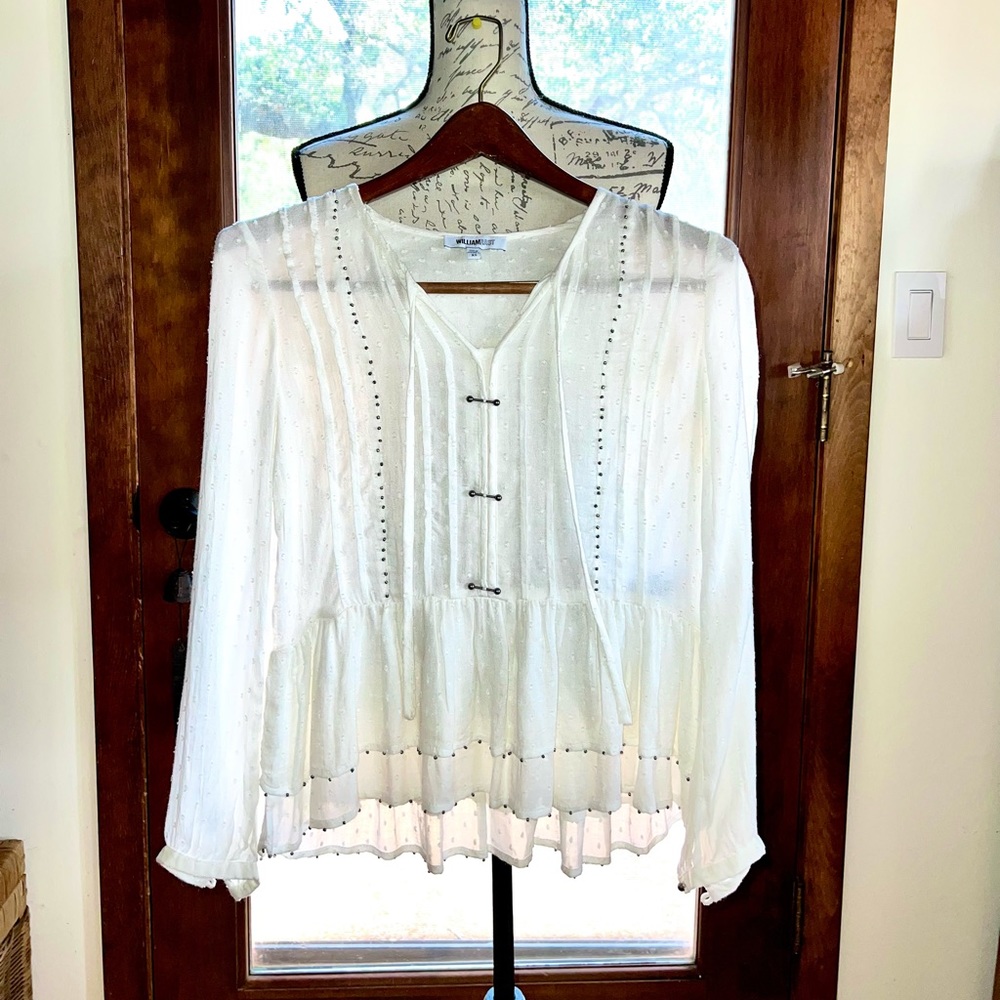 William Rast XS sheer white blouse
